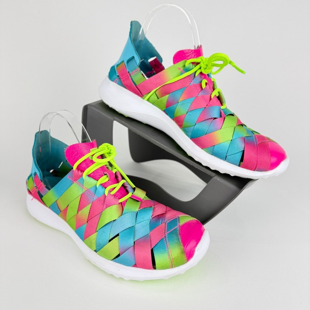 Nike Multicolor Woven Athletic Sneakers with Neon Laces